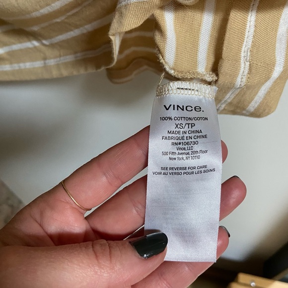 Vince | Striped Elbow Length Tee | Chamomile & White | XS - Picture 7 of 9